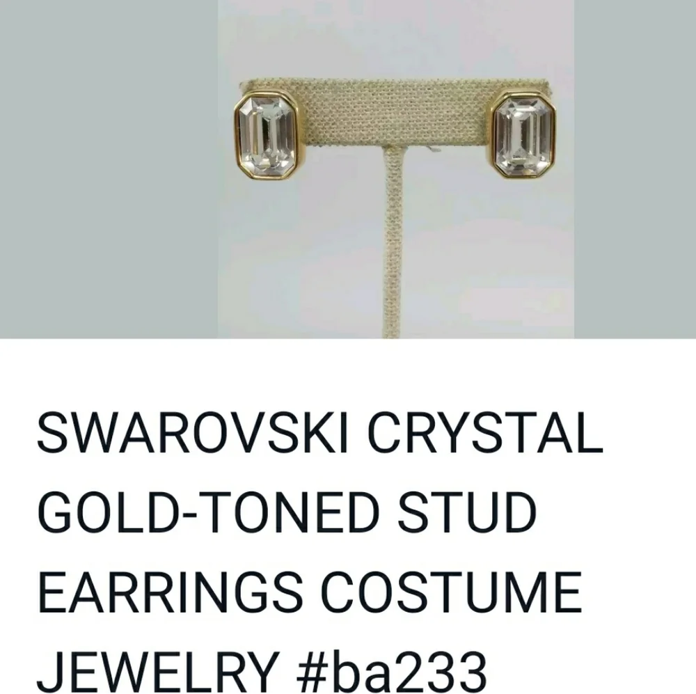 GENUINE SIGNED SWAROVSKY 🦢 PIERCED EARRINGS gold ✨️ - Picture 6 of 9